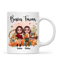 Fall Season Besties Sister Sitting On Pumpkins Personalized Mug