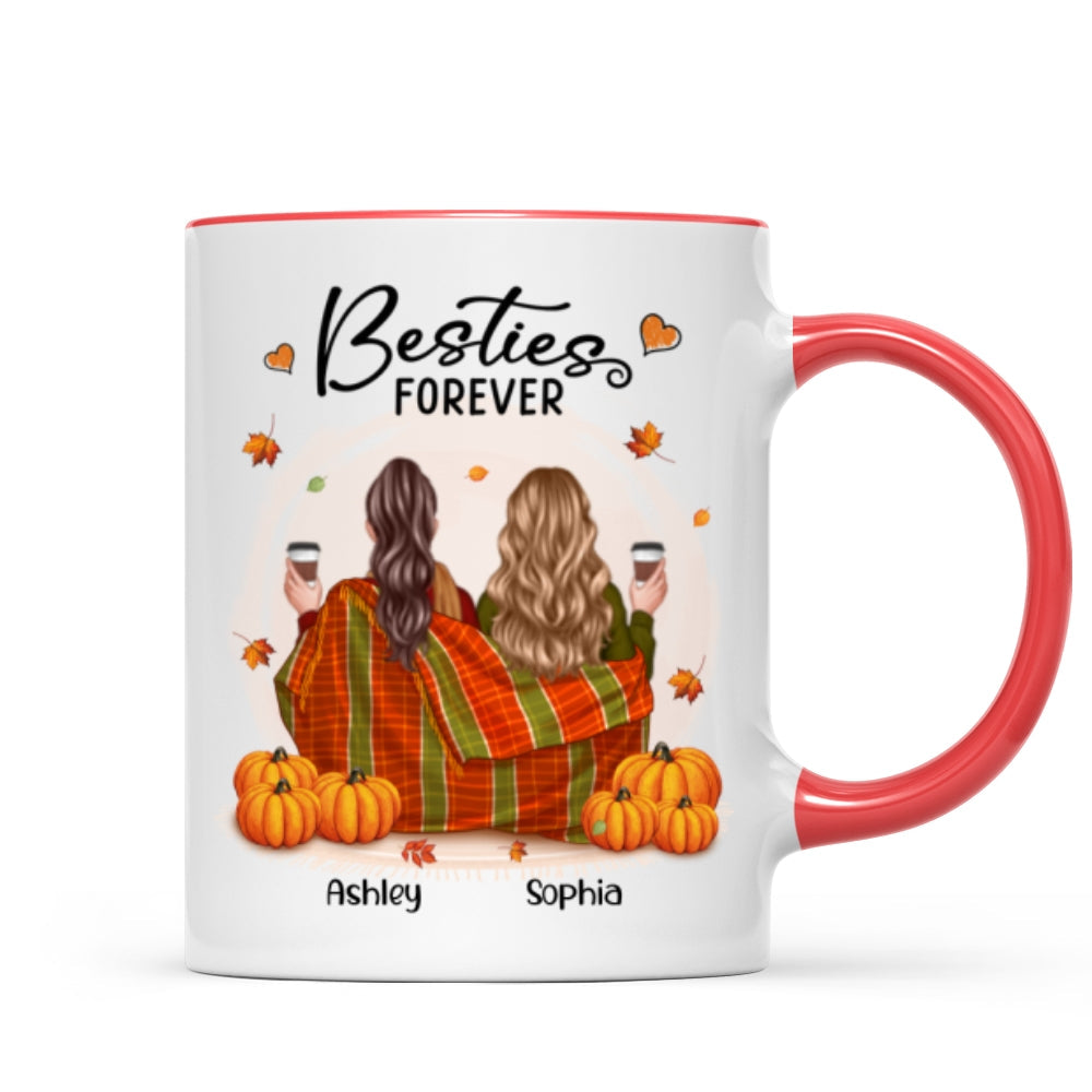 Fall Season Best Friends Sisters With Blanket Pumpkin Patch Personalized Mug