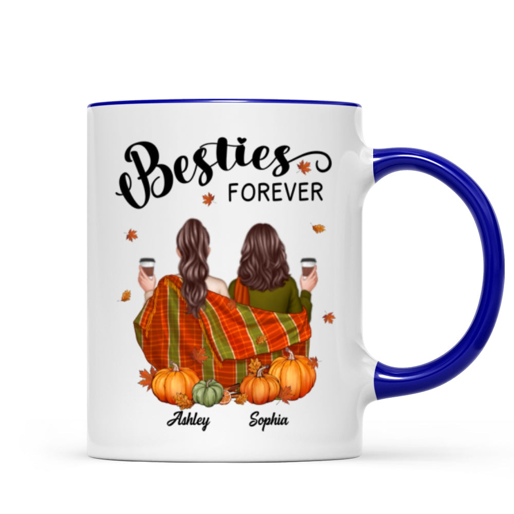 Fall Season Best Friends Sisters With Blanket Personalized Mug