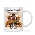 Fall Season Besties Sister Standing Front Door Personlized Mug